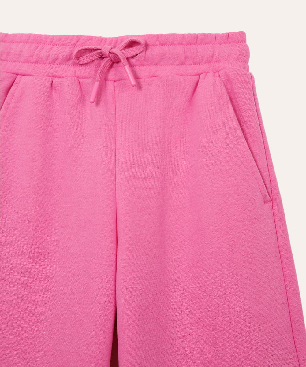 calça wide leg de moletom infantil rosa