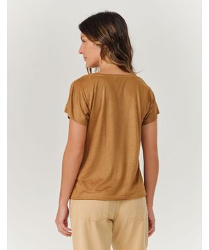 Blusa Gola v Suede - Marrom