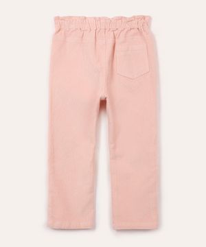 calça clochard de veludo cotelê infantil rosa