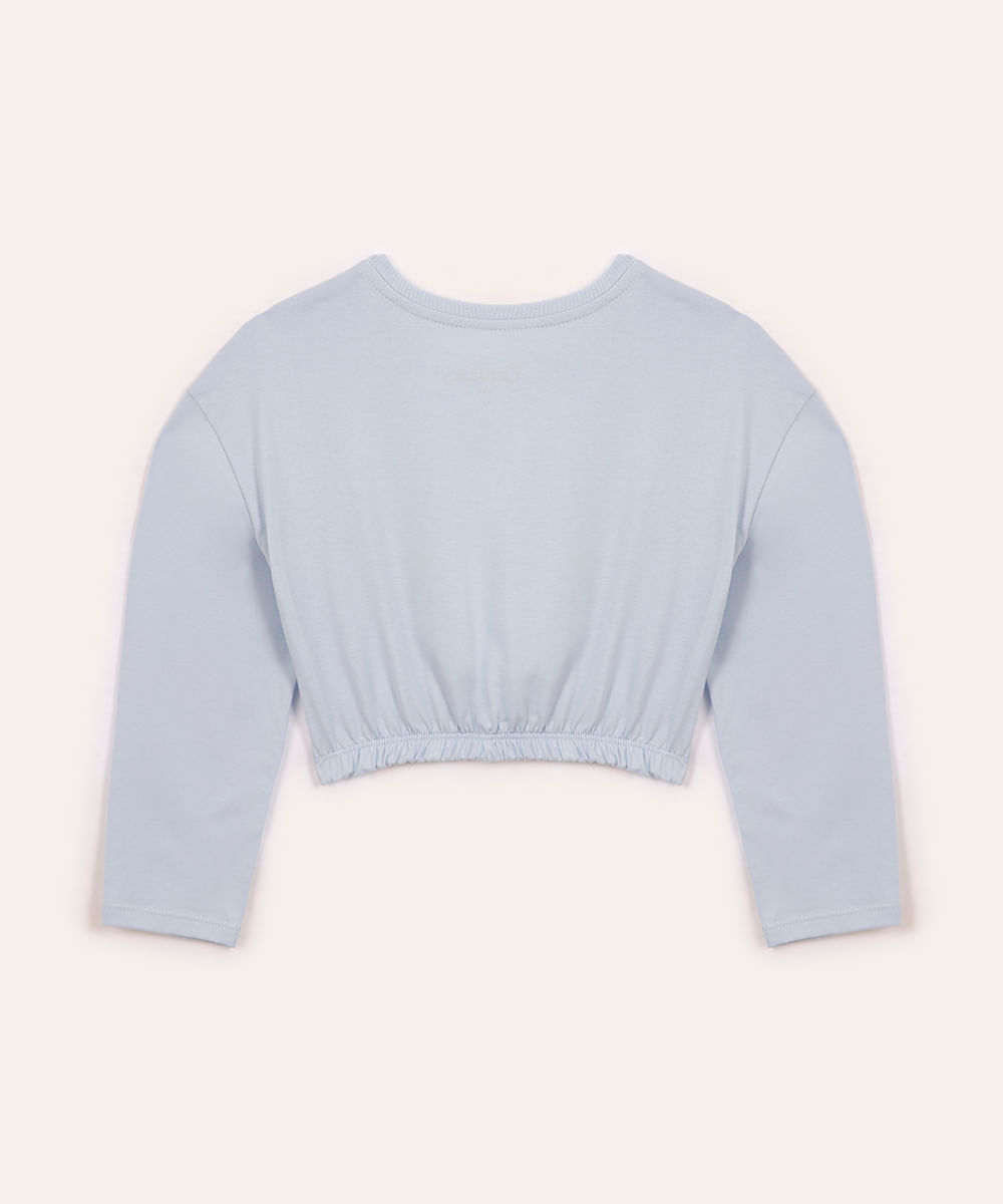 camiseta de algodão infantil luluca com paetê azul