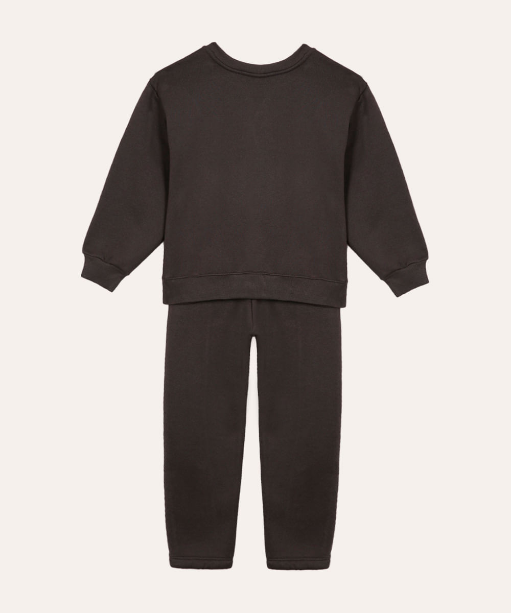 conjunto de moletom longo infantil cinza