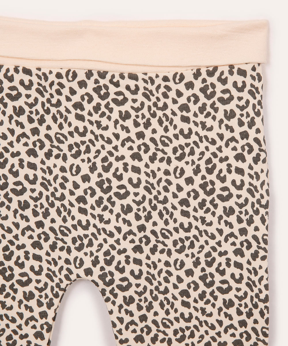 conjunto longo com colete infantil animal print rosa