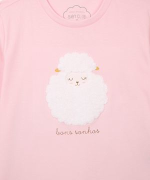 pijama de algodão infantil ovelha rosa