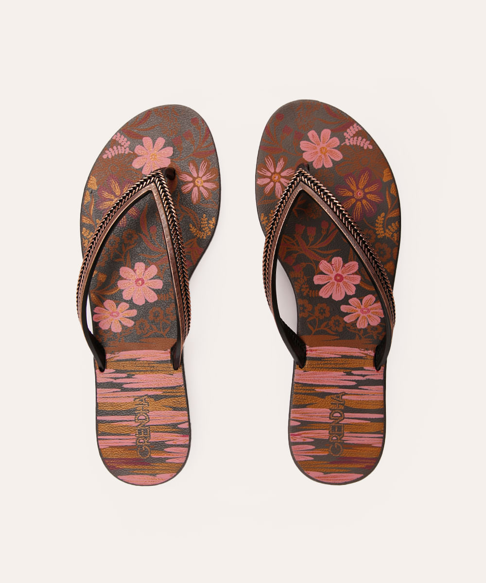 chinelo mais açaí energia grendha marrom