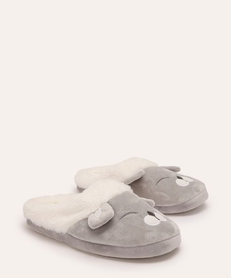 pantufa de pelúcia coelho cinza
