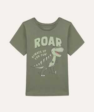 camiseta infantil dinossauro manga curta verde