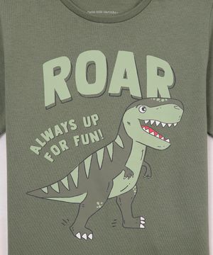 camiseta infantil dinossauro manga curta verde