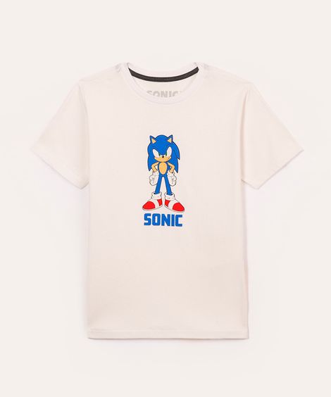 camiseta infantil de algodão sonic manga curta branca