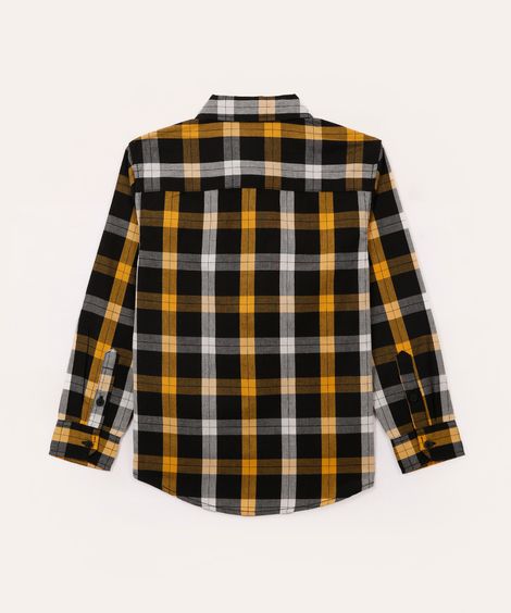 camisa xadrez infantil de algodão preta