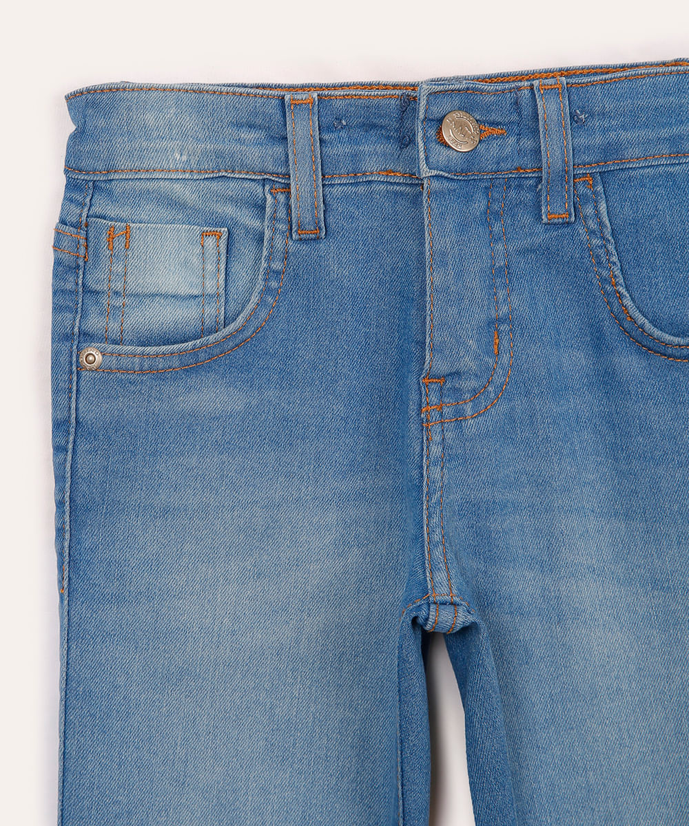 calça jeans reta infantil com bolsos azul