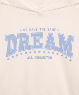 blusão de moletom infantil dream com capuz  off white