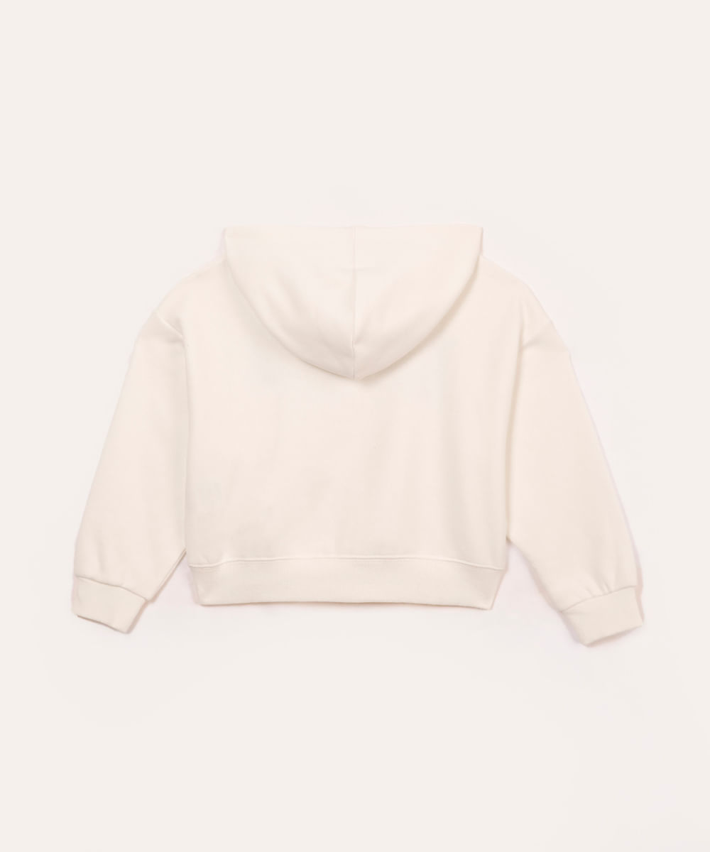 blusão de moletom infantil dream com capuz  off white