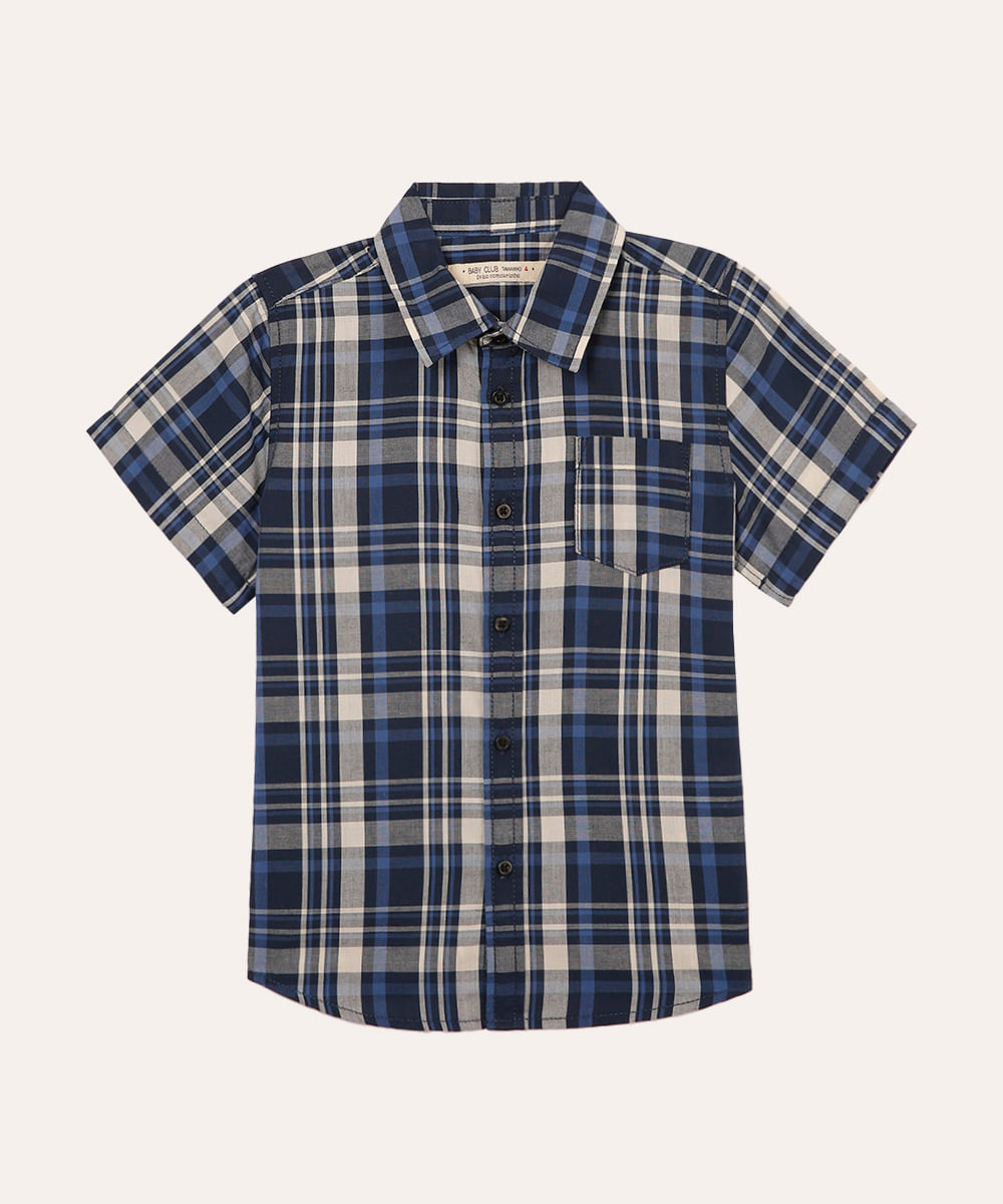 camisa xadrez infantil de algodão verde