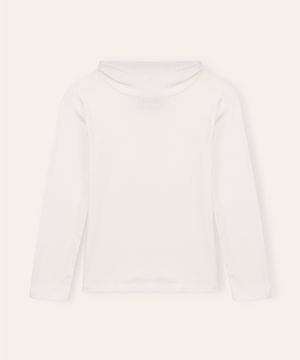blusa básica de algodão infantil gola alta off white