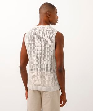 regata de tricot texturizada bege