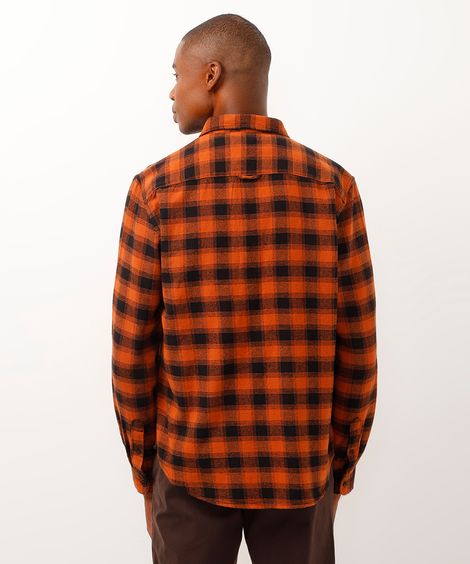 camisa comfort flanelada xadrez laranja