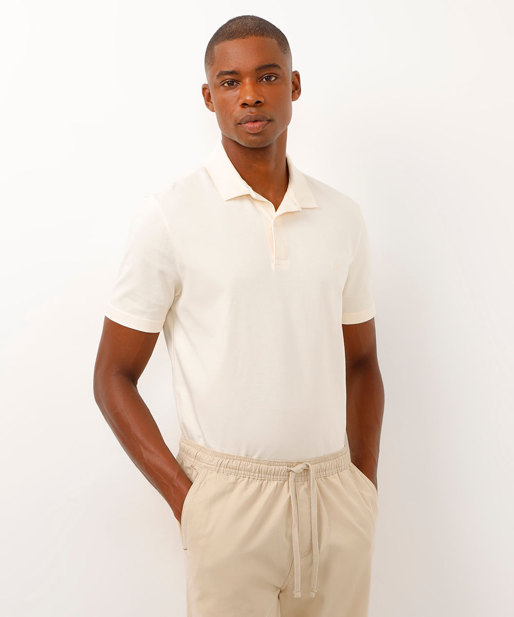polo comfort de algodão off white