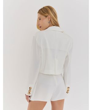 Blazer Curto Alfaiataria Bolsos - Off White