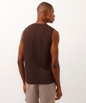 regata de tricot texturizada marrom