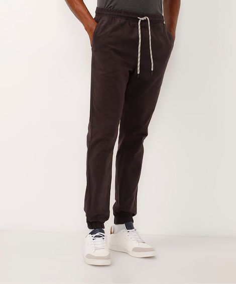 calça jogger slim de sarja amaciada com bolsos preto - chumbo