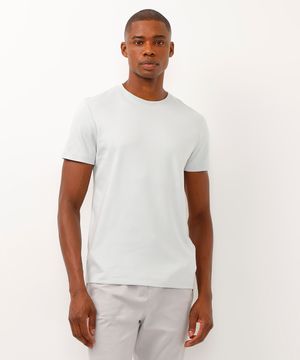 camiseta de algodão peruano slim fit azul