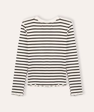 blusa de algodão infantil listrada off white