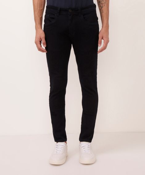 calça jeans slim comfort cintura média azul escuro