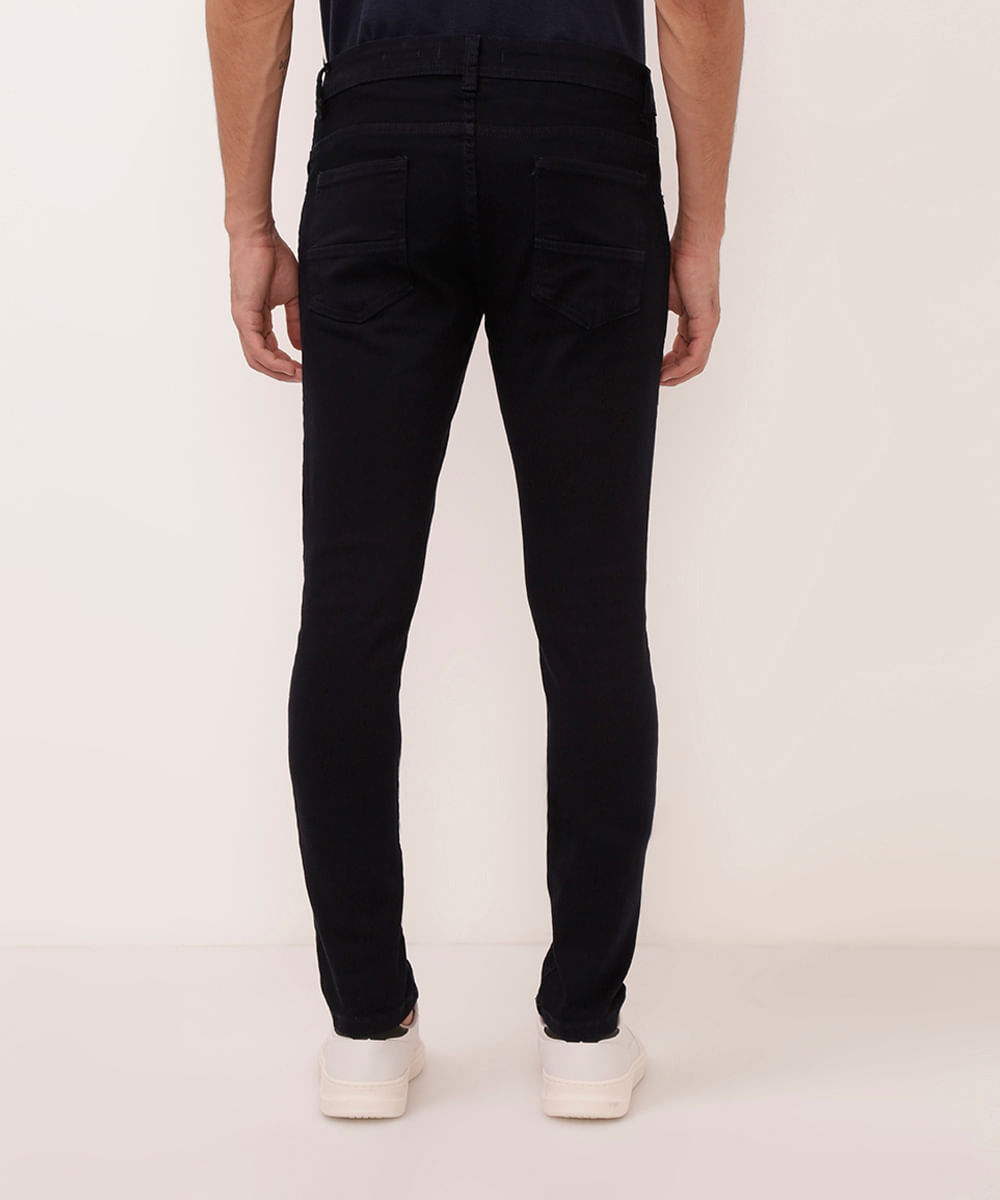 calça jeans slim comfort cintura média azul escuro
