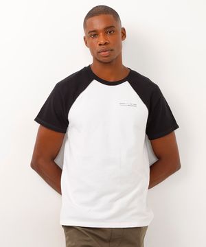 camiseta de algodão venice raglan preto