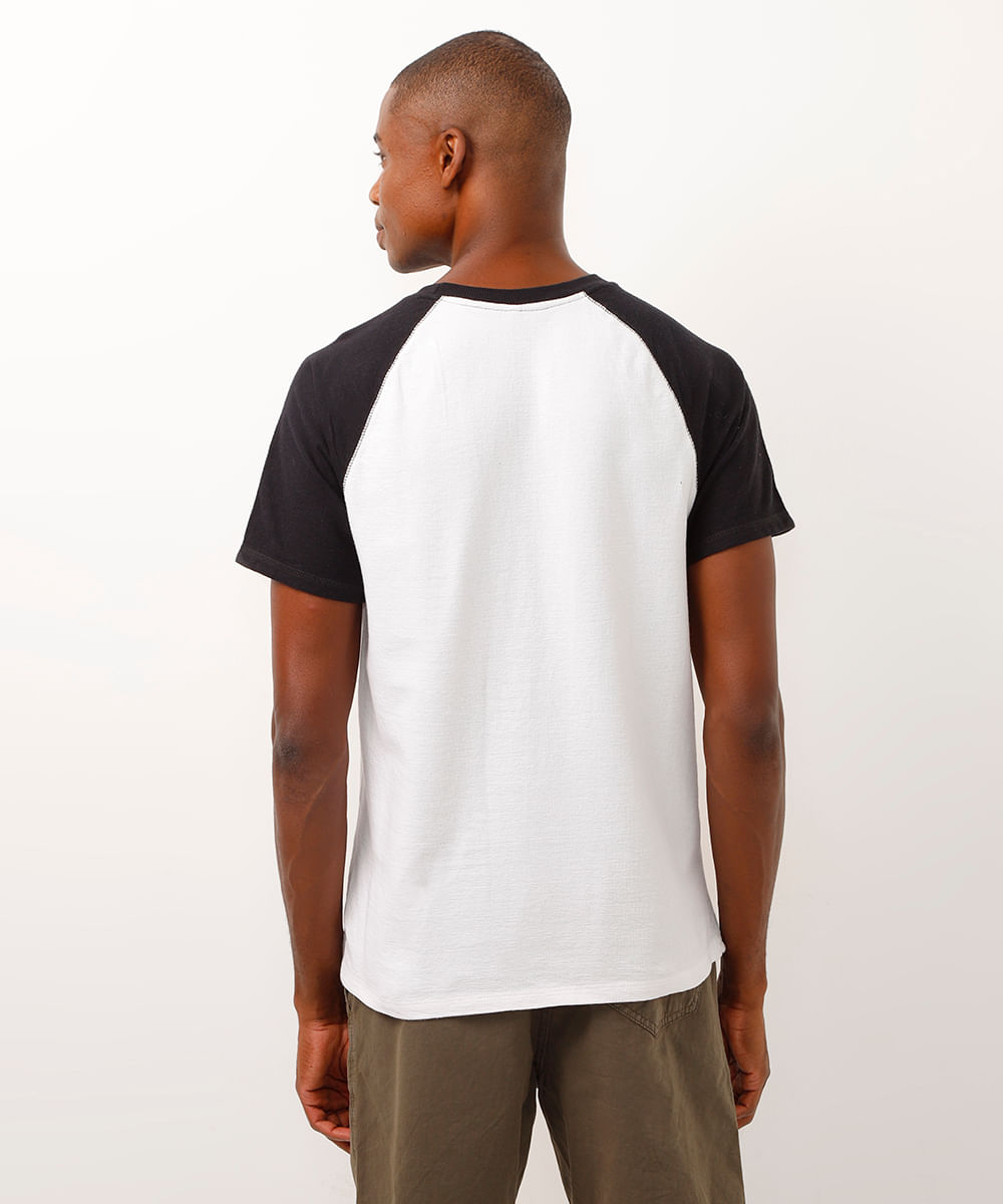 camiseta de algodão venice raglan preto