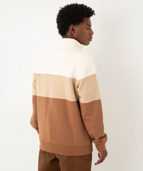 blusa de moletom comfort gola alta - camelo