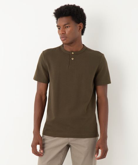 camiseta de algodão texturizada manga curta verde