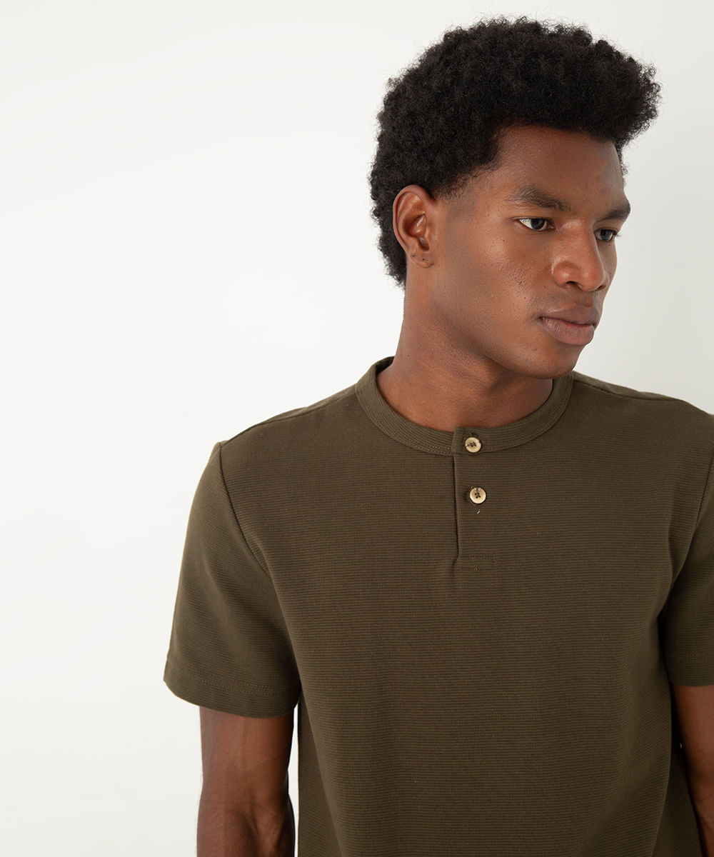 camiseta de algodão texturizada manga curta verde