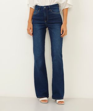 calça jeans flare cintura alta azul