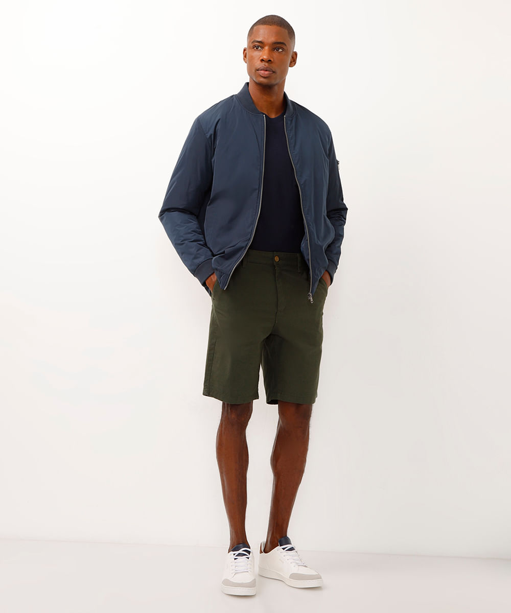 bermuda de alfaiataria com linho verde