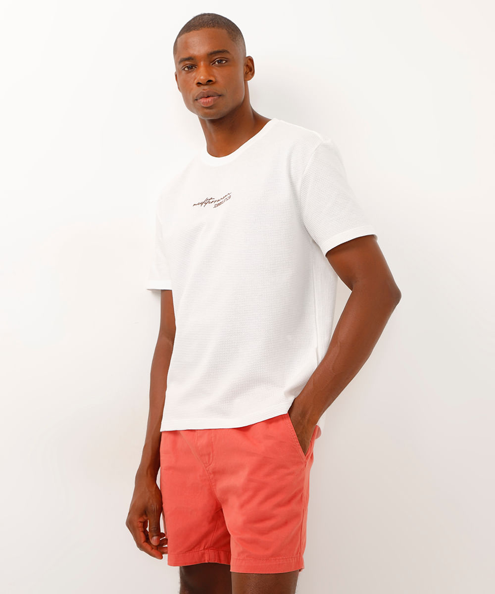 camiseta de algodão texturizada mediterranean off white