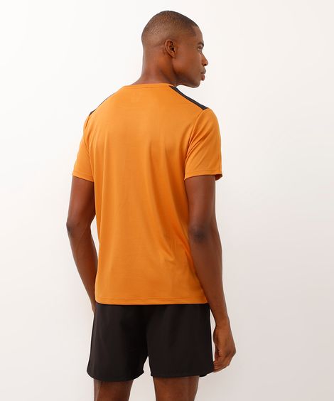 camiseta esportiva com recorte manga curta amarelo