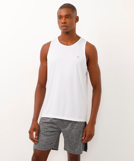 Regata Masculina Esportiva Básica Gola Careca Branca
