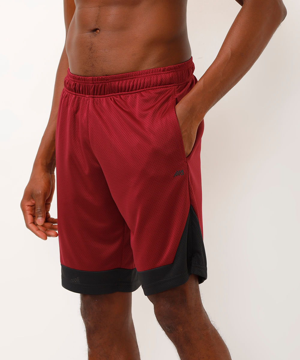 bermuda long com bolsos esportiva vinho