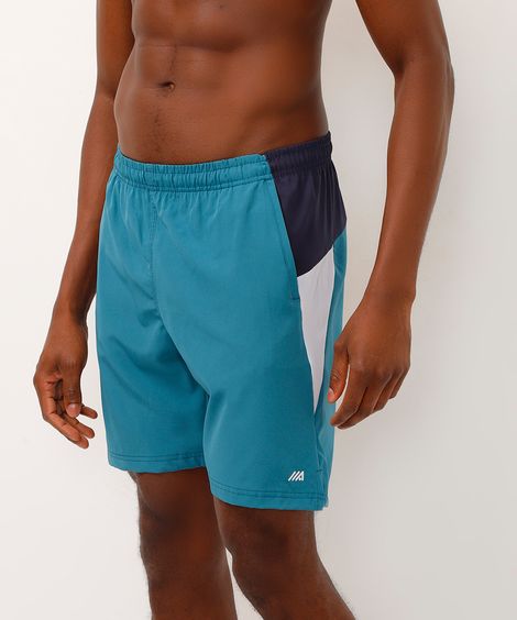 short com recorte esportivo azul