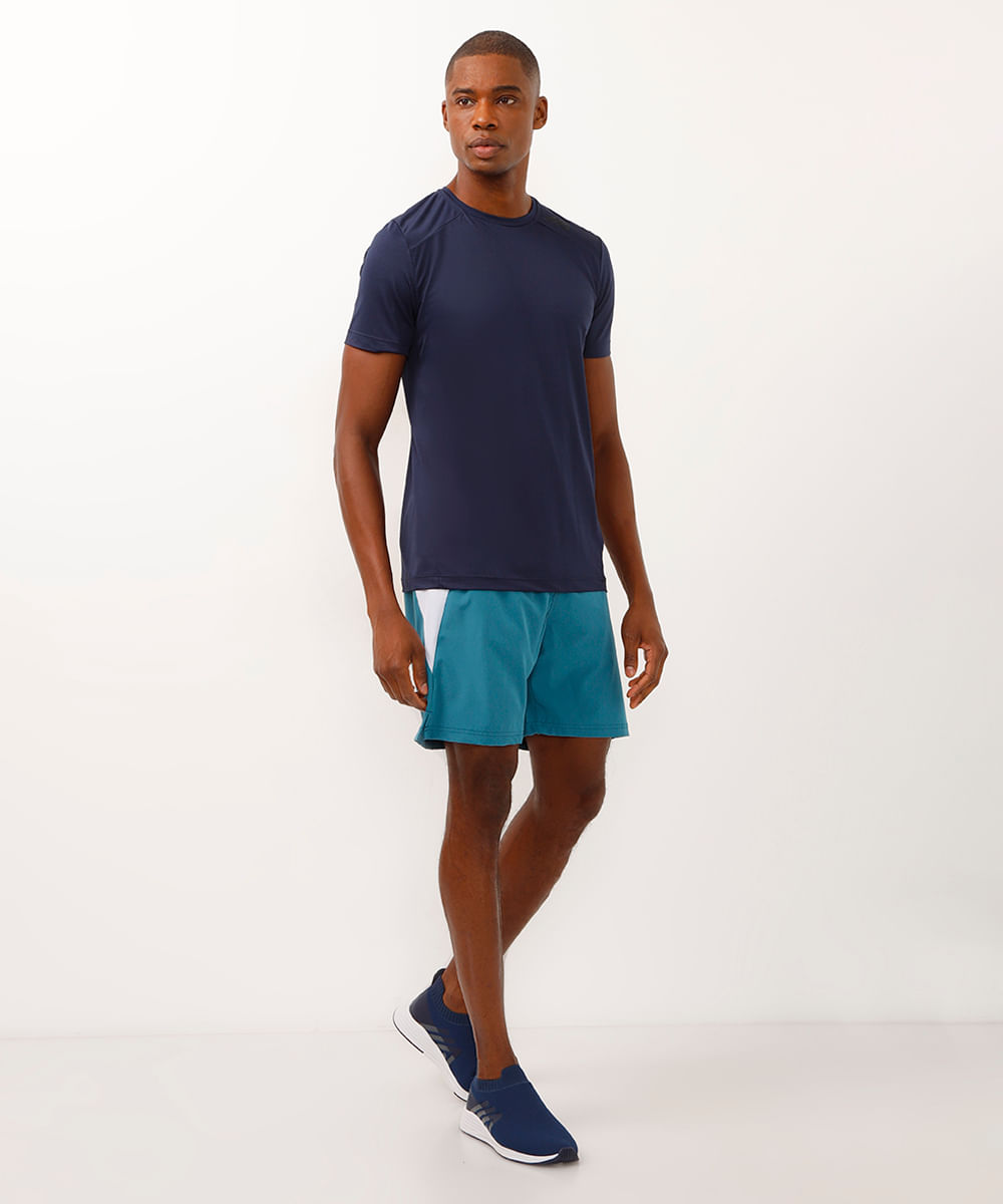 short com recorte esportivo azul