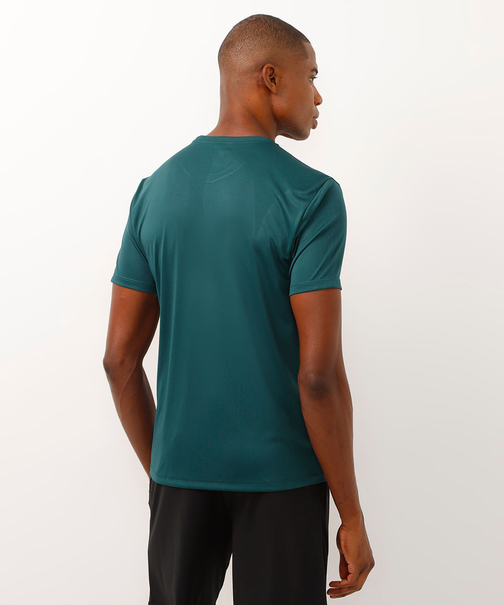 camiseta masculina esportiva com listras - verde escuro