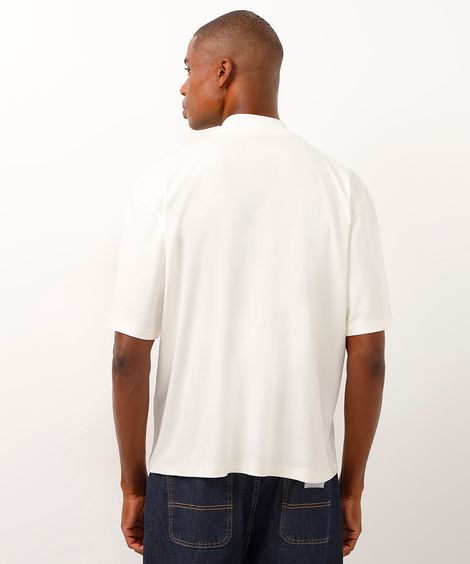 camiseta de algodão peruano gola alta branco