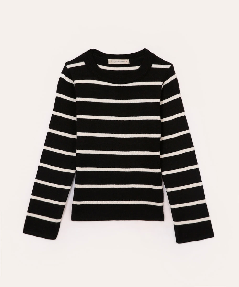 suéter de tricot infantil listrado off white