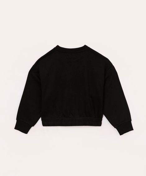 cropped de moletom infantil coração preto