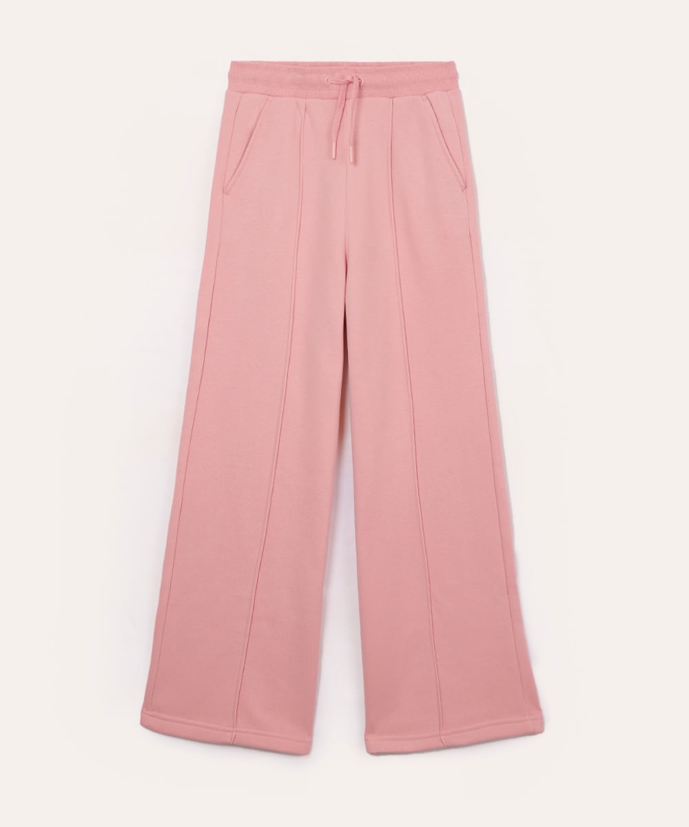 calça de moletom wide leg juvenil rosa