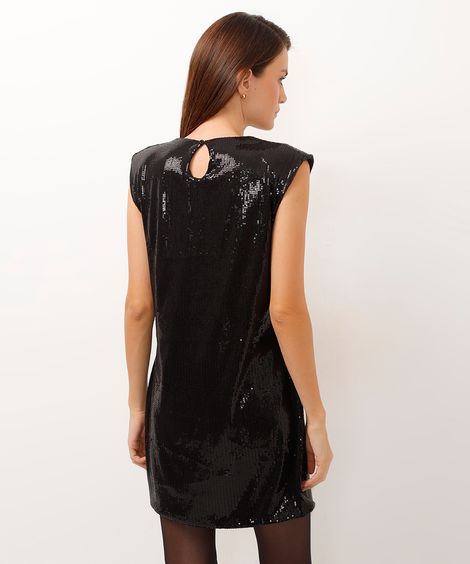 vestido curto de paête preto