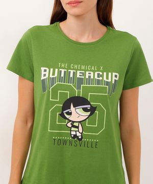 camiseta de algodão as meninas super poderosas verde