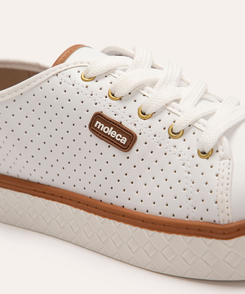 tênis cano baixo com micro furos moleca branco