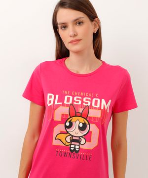 camiseta de algodão as meninas super poderosas rosa